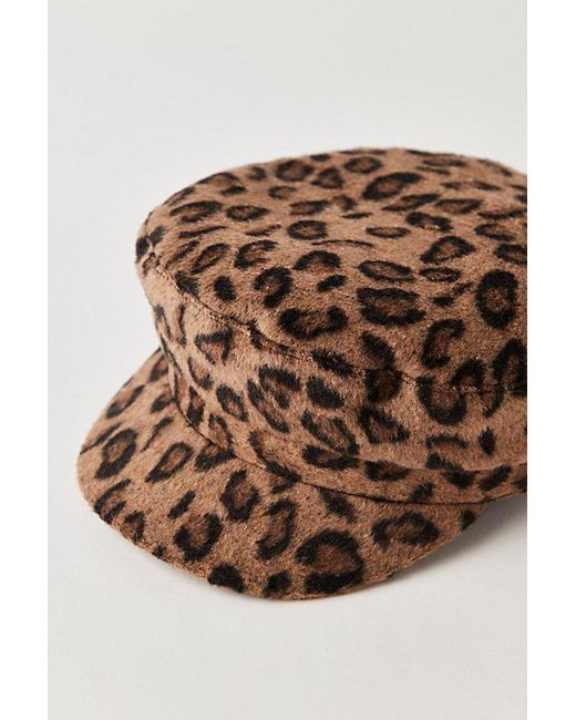 Free People Brown 90's Leopard Cadet Hat