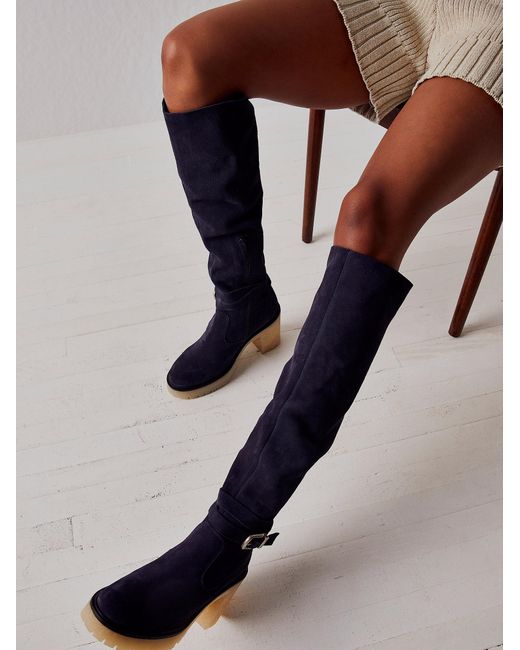 Free People Suede Bottes Hautes Jasper in Blue | Lyst
