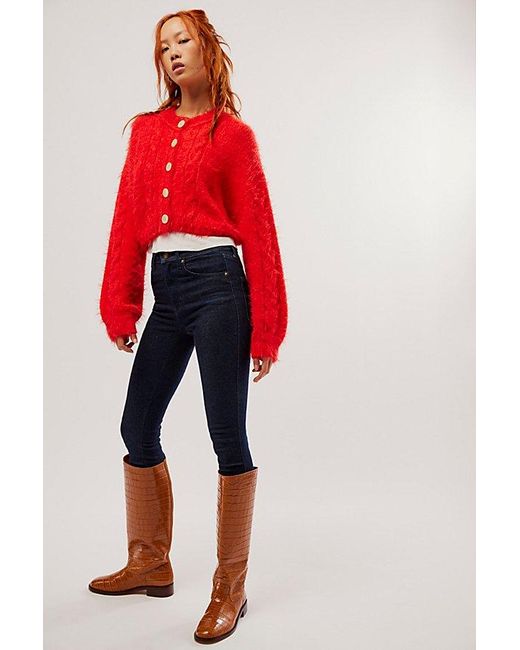 Free People Willow Cardi At In Fiery Red Combo, Size: Xs