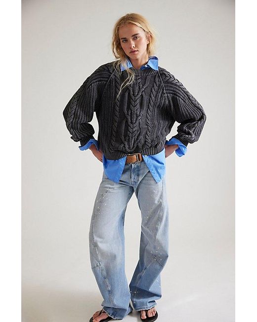 Free People Black Frankie Cable Jumper