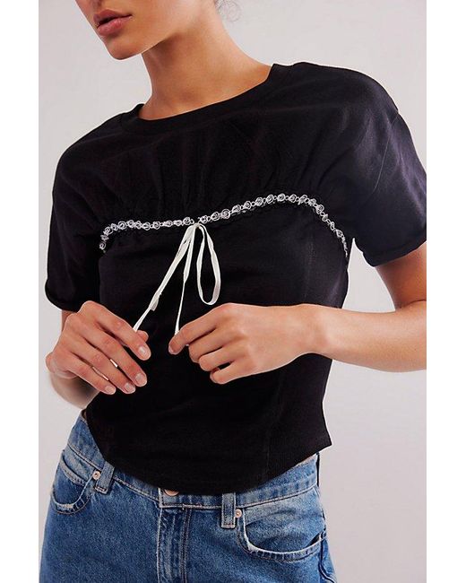 Free People Black Take A Bow Tee