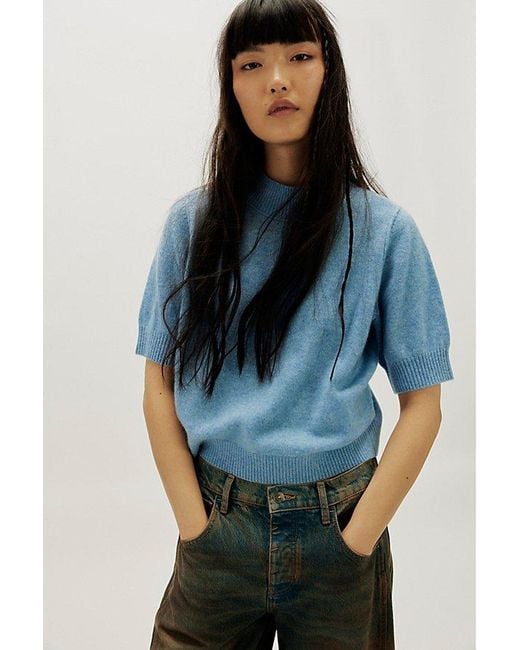 Free People Blue Solid Twilight Cashmere Turtleneck Sweater