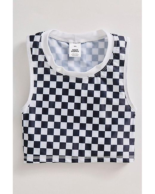 Salt Gypsy Gray Crop Surf Top At Free People In Black And White Checkers, Size: Xs