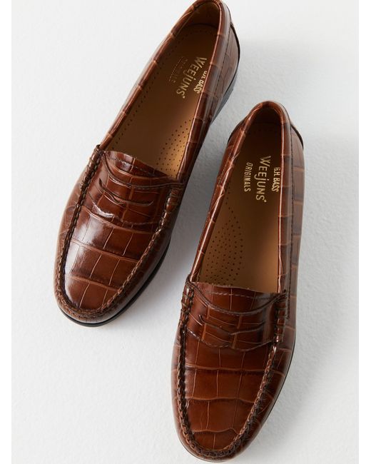 Free People Brown G. H. Bass Whitney Croc Loafers