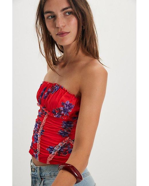 Free People Red Scottie Printed Tube Top