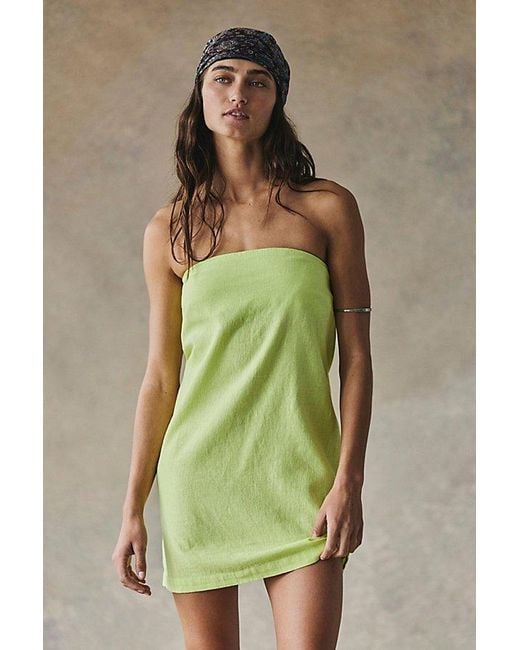 free-est Green Essentially The Best Cotton-Linen Mini Dress By