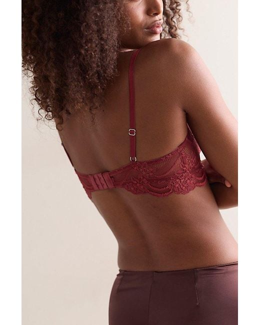 Intimately By Free People Red Last Dance Sheer Lace Plunge Triangle Bralette By