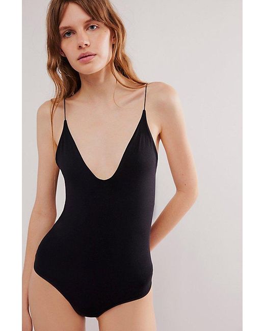 Intimately By Free People Black Clean Lines Plunge Bodysuit