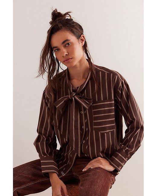 Free People Blue We The Free Tied With A Bow Shirt