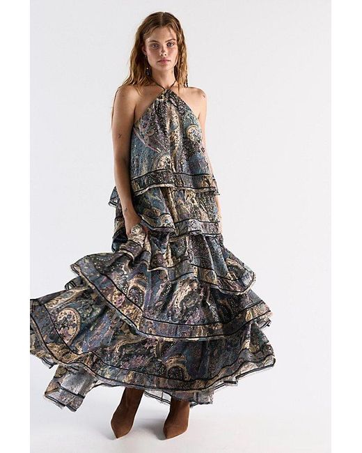 Free People Multicolor Trapeze Cotton Silk Maxi Skirt Set