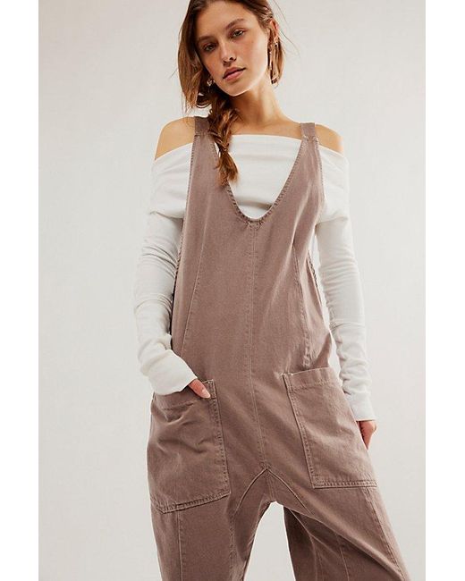 Free People Natural We The Free High Roller Jumpsuit