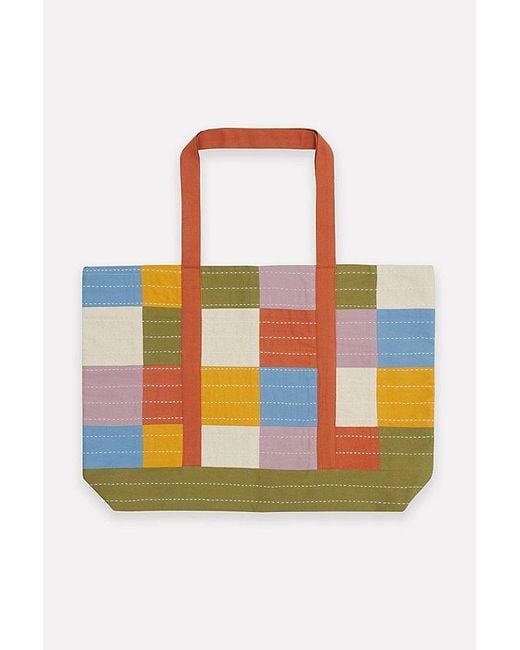 Anchal Orange Checkered Tote