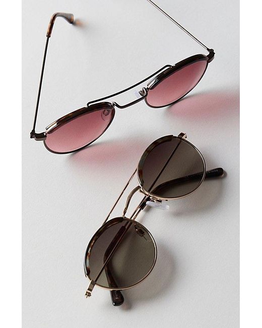 Free People Multicolor Bradley Round Aviator Sunglasses