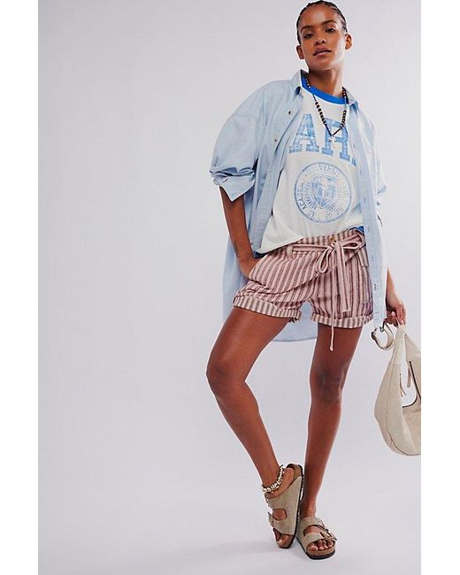 Free People Blue Fp One Harriet Striped Shorts