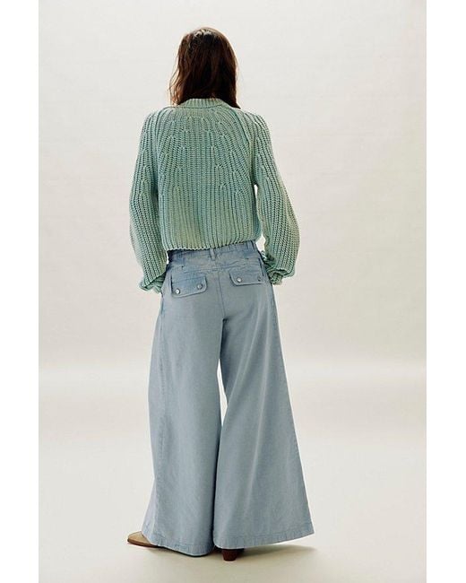 Free People Green Julien Wide-Leg Chino Trousers