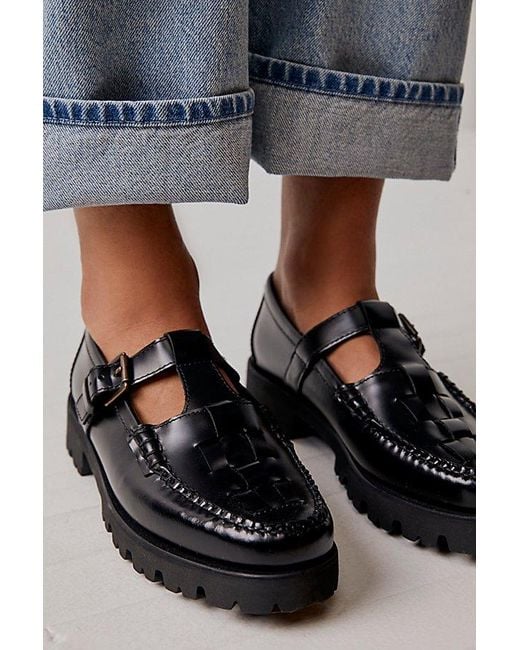 G.H.BASS Black Fisherman Mary Jane Loafers