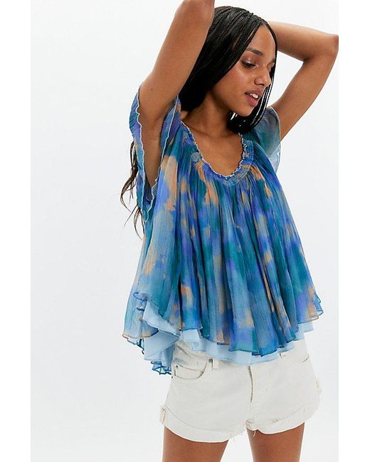 Free People Blue Roma Printed Top
