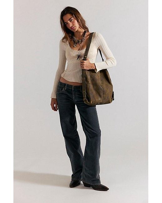 Free People Black Tennessee Low-Rise Corduroy Boyfriend Jeans