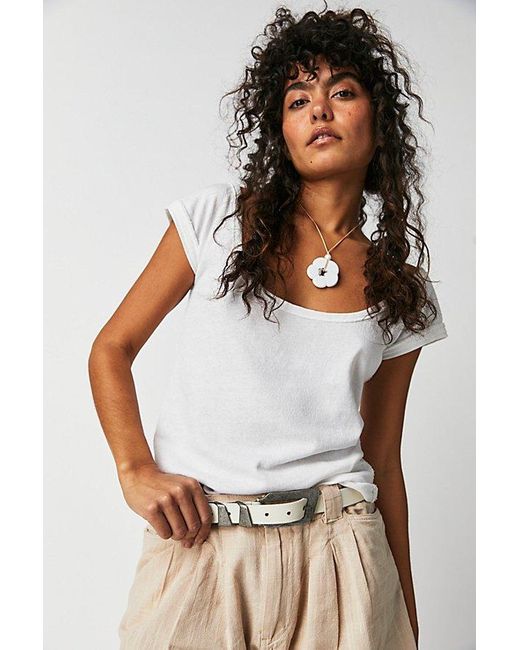 Free People White Bout Time Tee At Free People In Ivory, Size: Xs