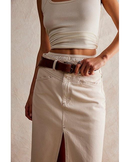 Free People Natural Come As You Are Denim Maxi Skirt