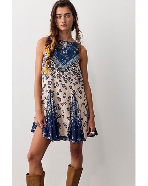Free People Blue Everlasting Printed Mini Dress