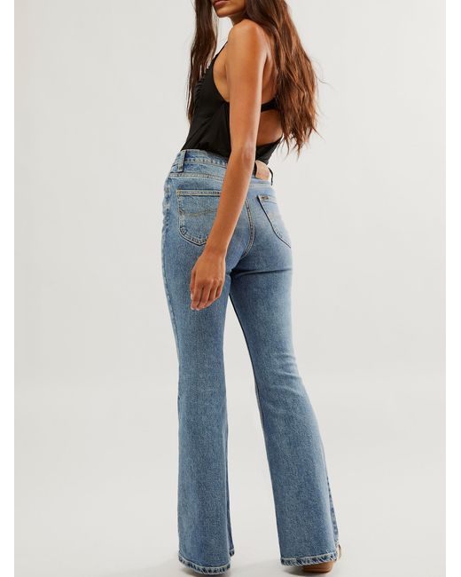 Free People Lee Highrise Pintuck Flare Jeans in Blue Lyst