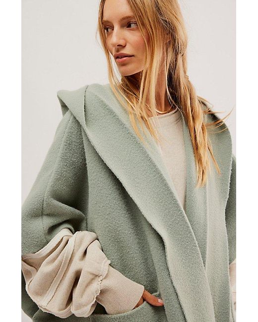 Free People Green All I Need Cozy Hooded Kimono