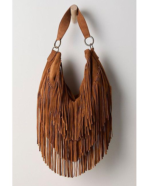 Free People Brown Fern Fringe Shoulder Bag
