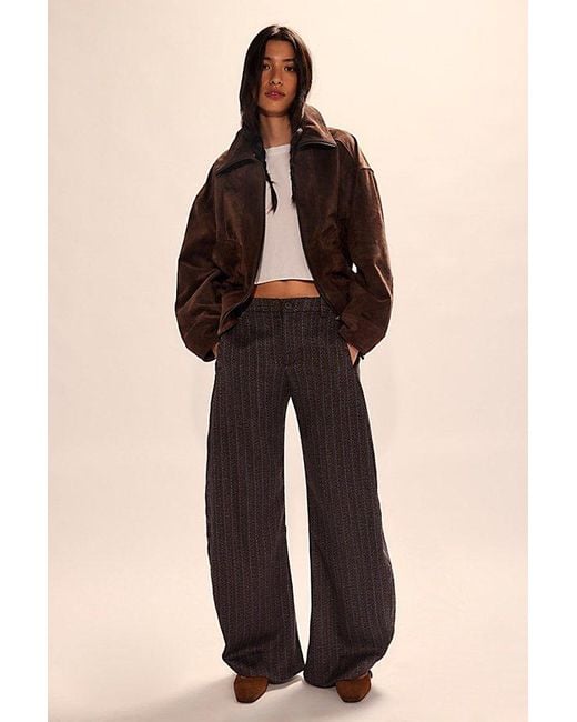 Free People Black Spotlight Herringbone Barrel Trousers