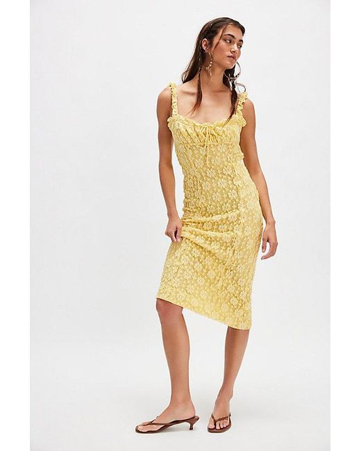 Free People Yellow Lucinda Lace Midi Dress
