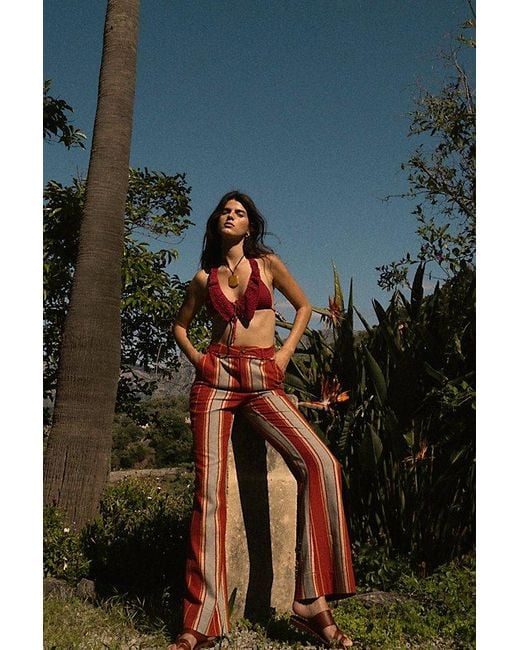 Matthew Williamson x Free People Blue Mirador Striped Bootcut Trousers