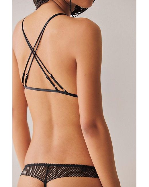 Intimately By Free People Black Graphic Edge Lace Thong By