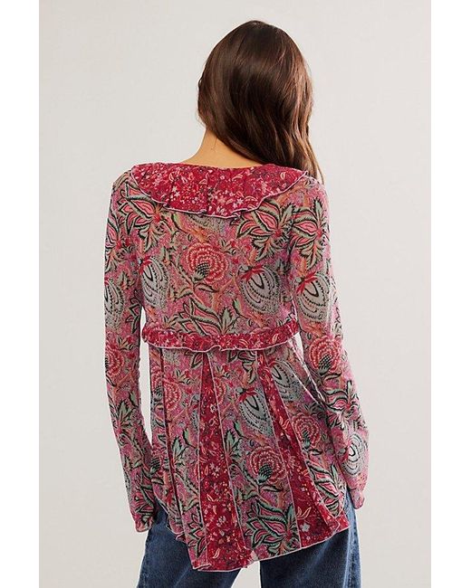 Free People Red Wildest Dreams Tunic At In Raspberry Combo, Size: Xs