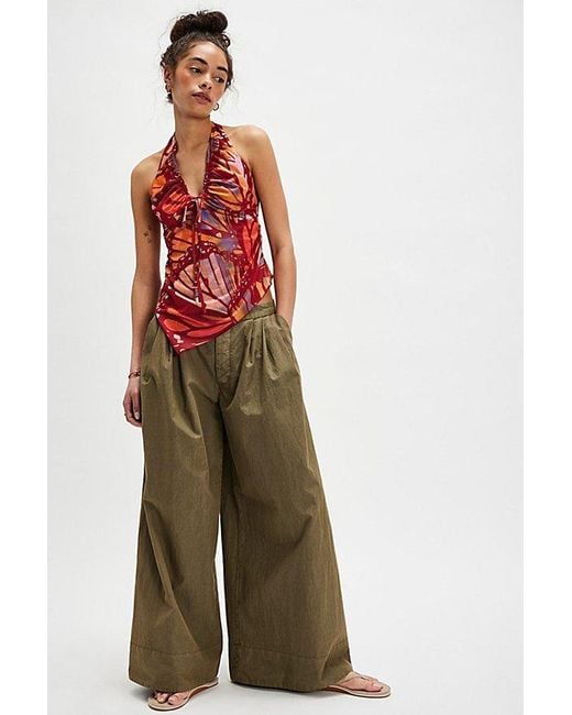 Free People Red Butterfly Effect Halter Top