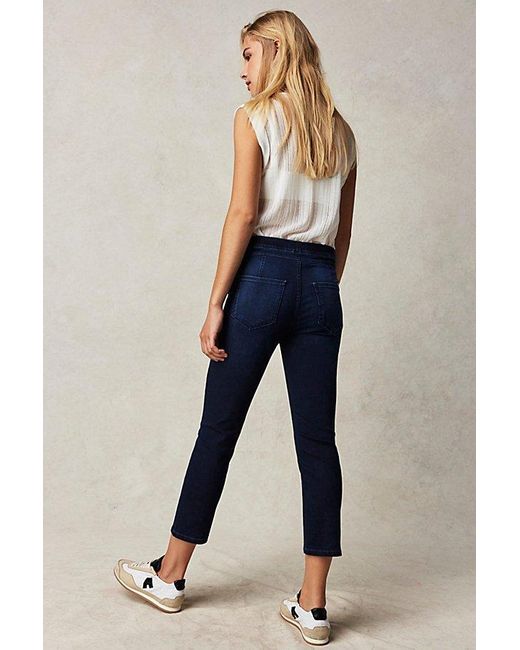 Free People Blue Knockout Mid-rise Crop Jeans
