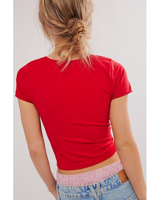 Free People Red Cap Sleeve Seamless Cami