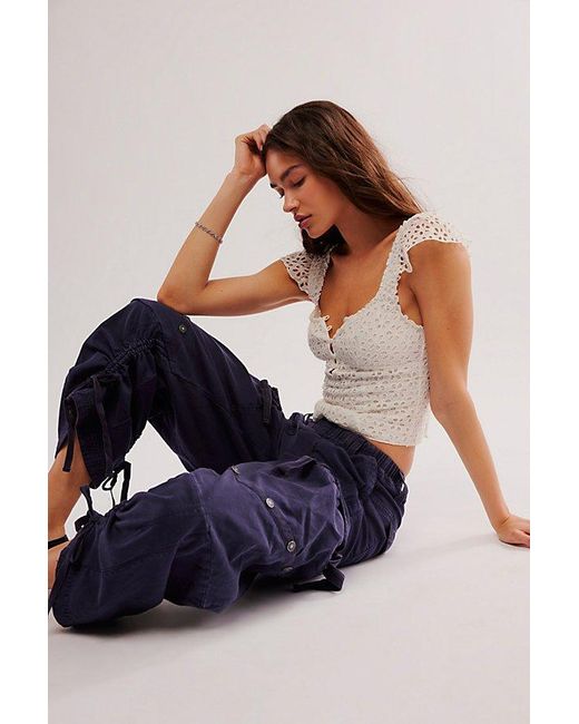 Free People Blue Everglades Utility Pants At Free People In Dark Sapphire, Size: Xs