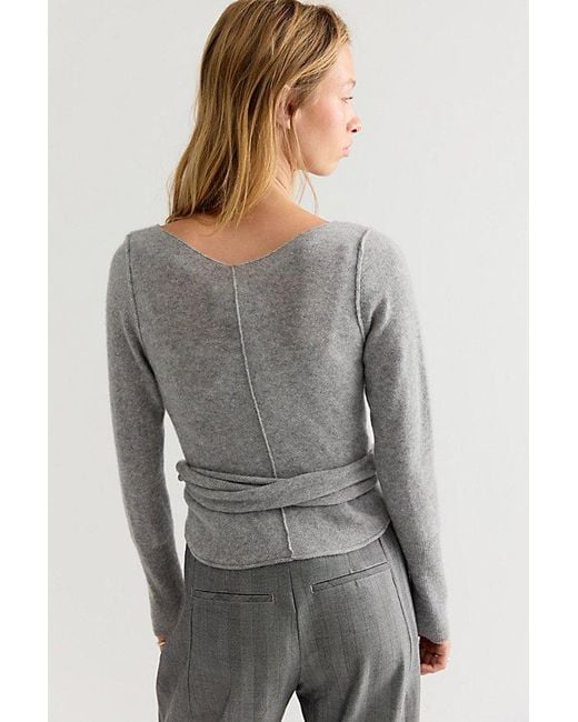 Free People Gray Cashmere Reversible Wrap Jumper