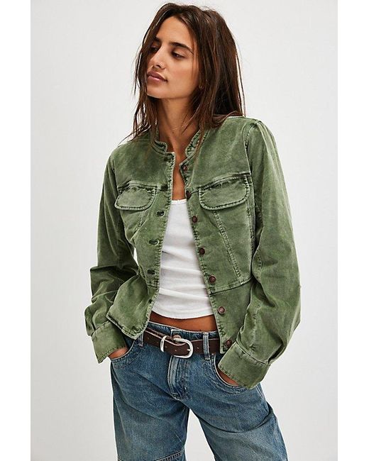Free People Green Jocelyn Velvet Jacket