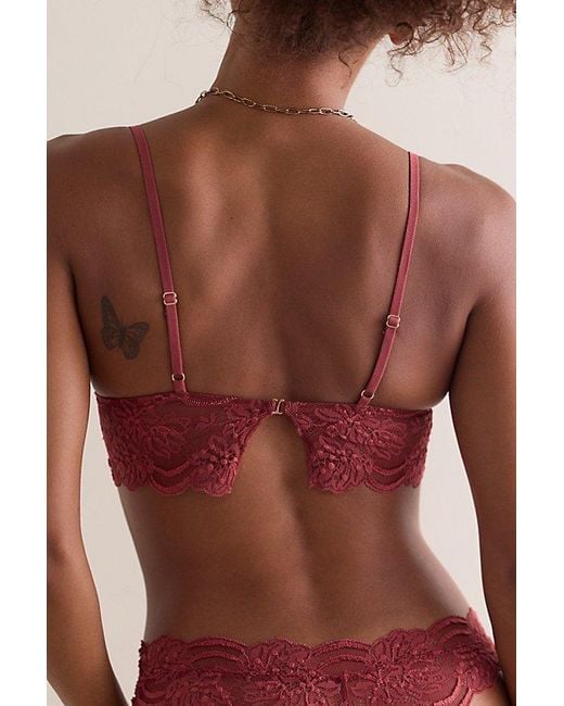 Intimately By Free People Red Last Dance Lace Longline Bralette By