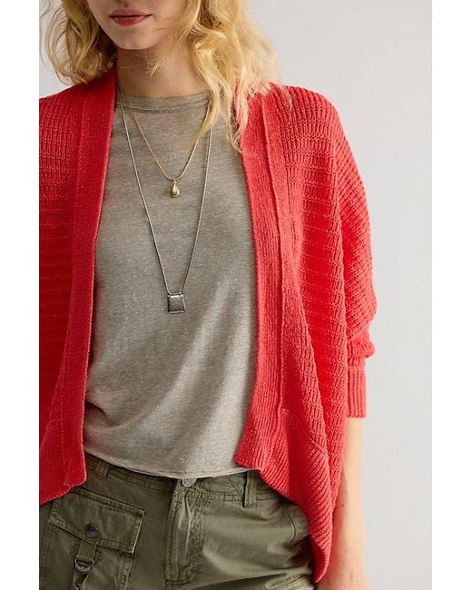 Free People Red Mad About You Linen Cardi