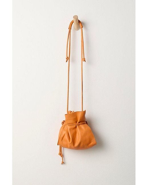 Free People Orange Lucy Leather Pouch