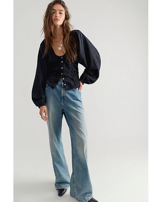 Free People Black Poppy Blouse