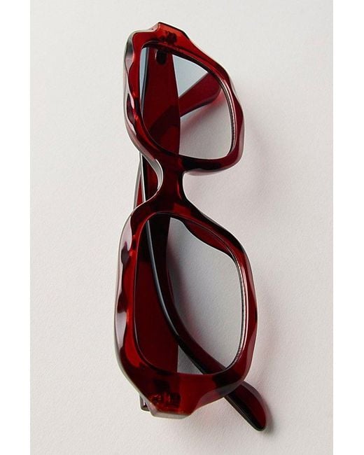 Free People Red Alta Square Sunglasses