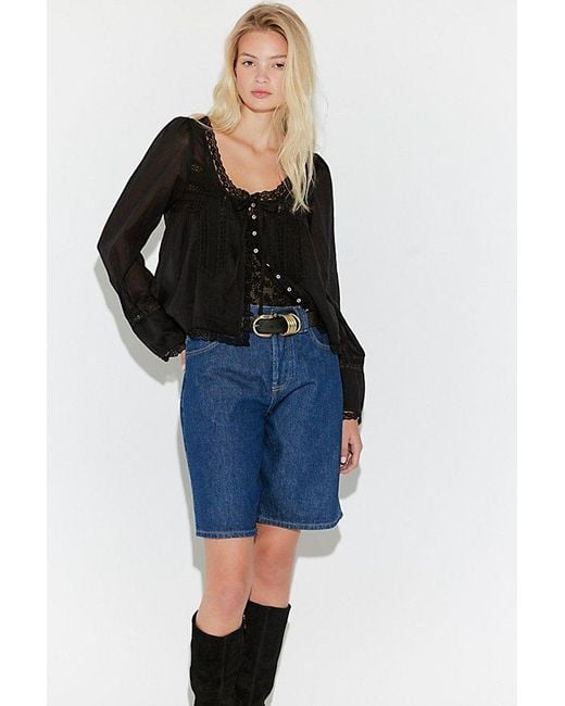Free People Black Forevermore Long-sleeve Top