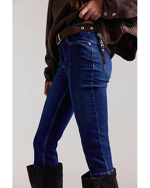 Free People Blue Dusk To Dawn Capri Jeans