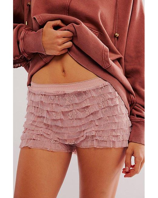 Intimately By Free People Red Feeling For Lace Shorties