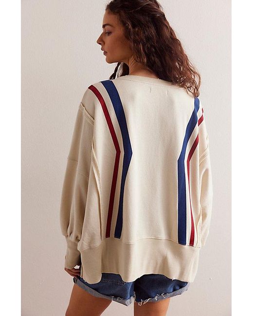 Free People Blue Graphic Camden Pullover