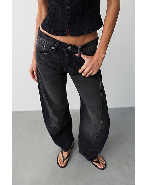Free People Black Fable Low-Rise Twisted Bowed Jeans