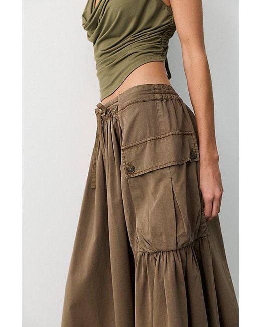 Free People Brown We The Free Trailblazer Cargo Midi Skirt